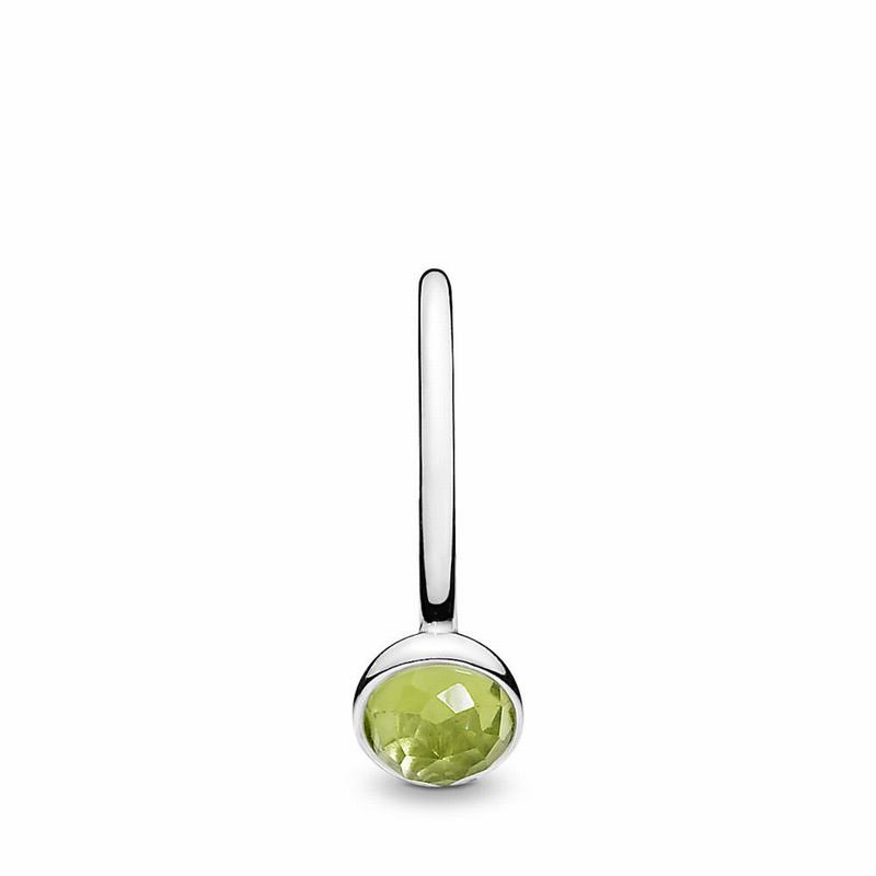 Pandora August Droplet Ring - Sterling Silver/Green/Peridot - Canada | QI2876LE